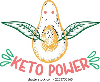 Funny Avocado Vegan Lover Quotes and Graphics for T-Shirts and other Print Items. Colorful Vector Illustration and Typography for Print on Demand Business Industry. 