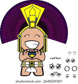 funny aztec kid mexican character cartoon pack collection in vector art