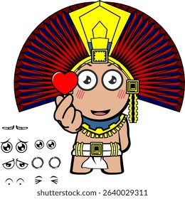 funny aztec kid mexican character cartoon pack collection in vector art