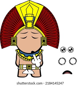 Funny Aztec Kid Mexican God Cartoon Set In Vector Format