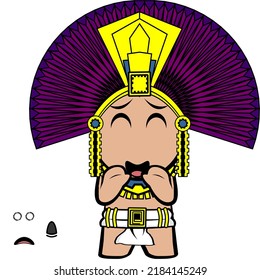 Funny Aztec Kid Mexican God Cartoon Set In Vector Format