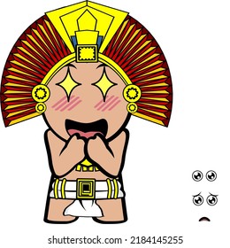 Funny Aztec Kid Mexican God Cartoon Set In Vector Format