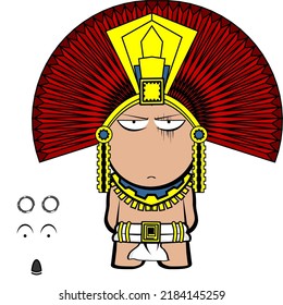 Funny Aztec Kid Mexican God Cartoon Set In Vector Format