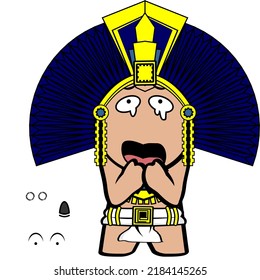 Funny Aztec Kid Mexican God Cartoon Set In Vector Format