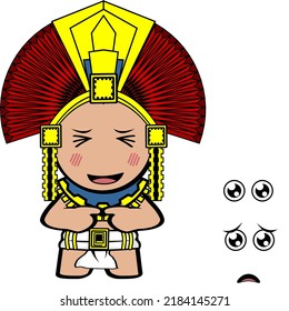 funny aztec kid mexican god cartoon set in vector format