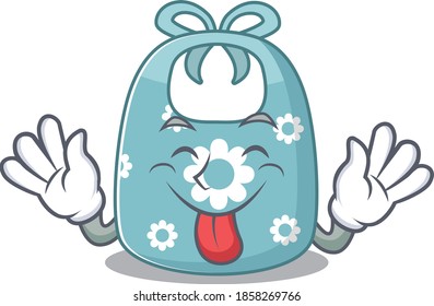 Funny baby apron cartoon design with tongue out face