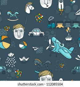 Funny baby boy seamless pattern background