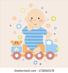 Funny baby boy vector character illustration