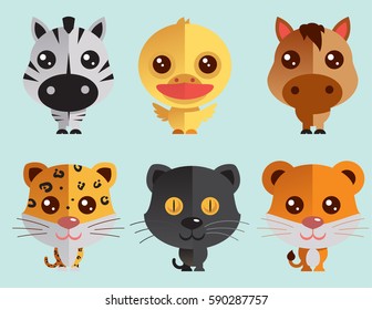 Funny Baby CArtoon Animal Vector Set