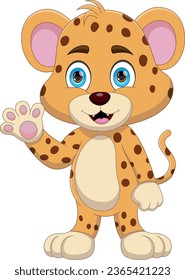 Funny Baby cheetah cartoon on white background
