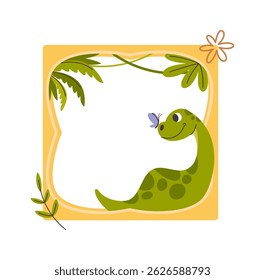 Funny baby dino framed banner