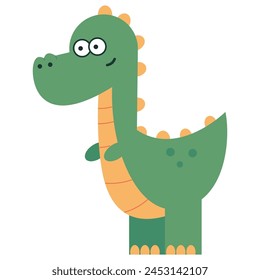 Funny baby dinosaur vector cartoon character isolated on a white background.