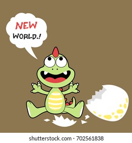 Funny baby dinosaur, vector cartoon illustration