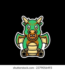 Funny baby dragon logo cartoon design 