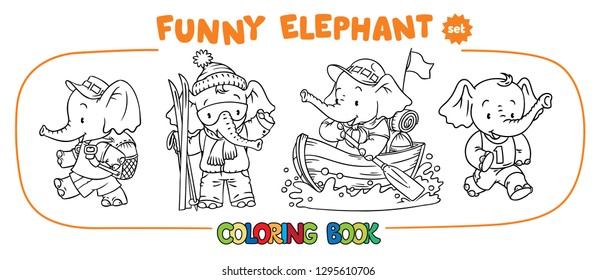 Funny baby elephant four coloring book set
