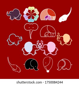 Funny baby Elephants Cute and Sweet vector art Bundles