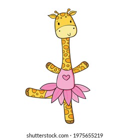 Funny Baby Giraffe Ballerina Vector Illustration
