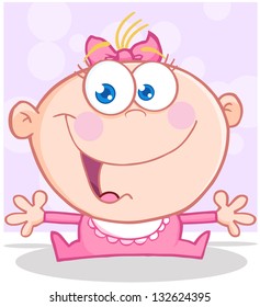 Funny Baby Girl With Open Arms