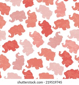 funny baby girl pattern. vector doodle seamless pattern for baby shower with elephants