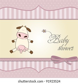 funny baby girl shower card with cow
