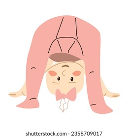 funny baby girl standed upside down in cartoon