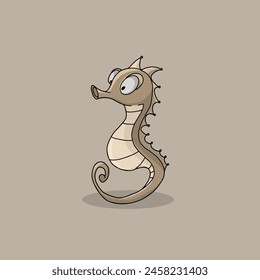 Funny Baby Green Seahorse Cartoon 