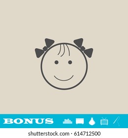Funny baby icon flat. Grey pictogram on light background. Vector illustration symbol and bonus button real estate, ottoman, vase, tv, fishing rod