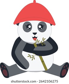 Funny Baby Panda Cartoon Illustration. Vector Character