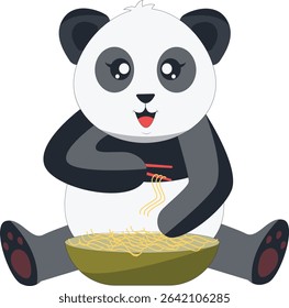 Funny Baby Panda Cartoon Illustration. Vector Character