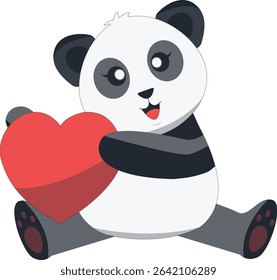 Funny Baby Panda Cartoon Illustration. Vector Character