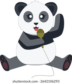Funny Baby Panda Cartoon Illustration. Vector Character