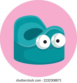 
Funny Baby Potty Vector Cartoon Mascot Design. Funny mascot symbol of infant training and development
