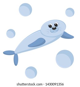 Funny baby seal vector isolated image