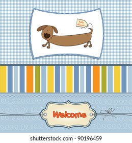 funny baby shower card  with  long dog