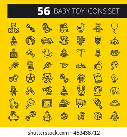 Funny Baby Toy Icons Set