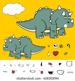 funny baby triceratops cartoon expressions set in vector format very easy to edit 