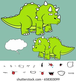 funny baby triceratops cartoon expressions set in vector format very easy to edit 