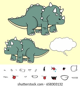 funny baby triceratops cartoon expressions set in vector format very easy to edit 