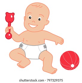 funny baby, vector illustration