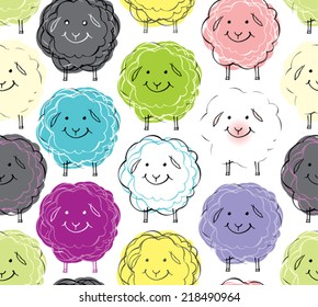 Funny background colored sheep. 