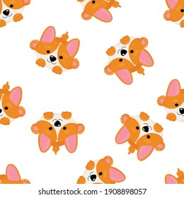 Funny background with corgi. Corgi seamless pattern
