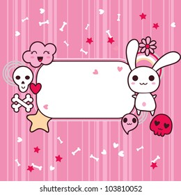 Funny background with doodle. Vector kawaii illustration