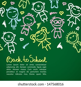 funny background with hand drawn kids