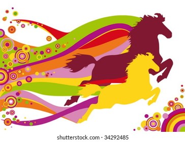 Funny background with horses