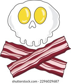 Funny Bacon and Eggs Skull Vector Design