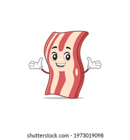 Funny bacon mascot cartoon character vector illustration