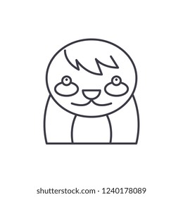 Funny badger line icon concept. Funny badger vector linear illustration, symbol, sign