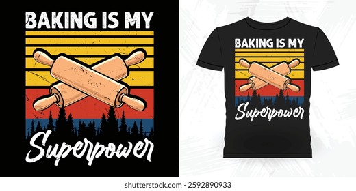 Funny Bake Vintage Baking T-shirt Design