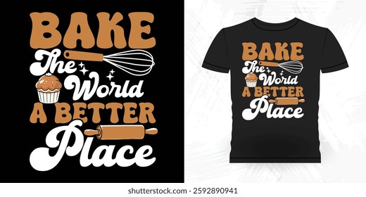 Funny Bake Vintage Baking T-shirt Design