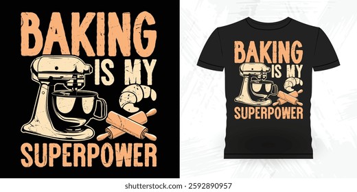 Funny Bake Vintage Baking T-shirt Design